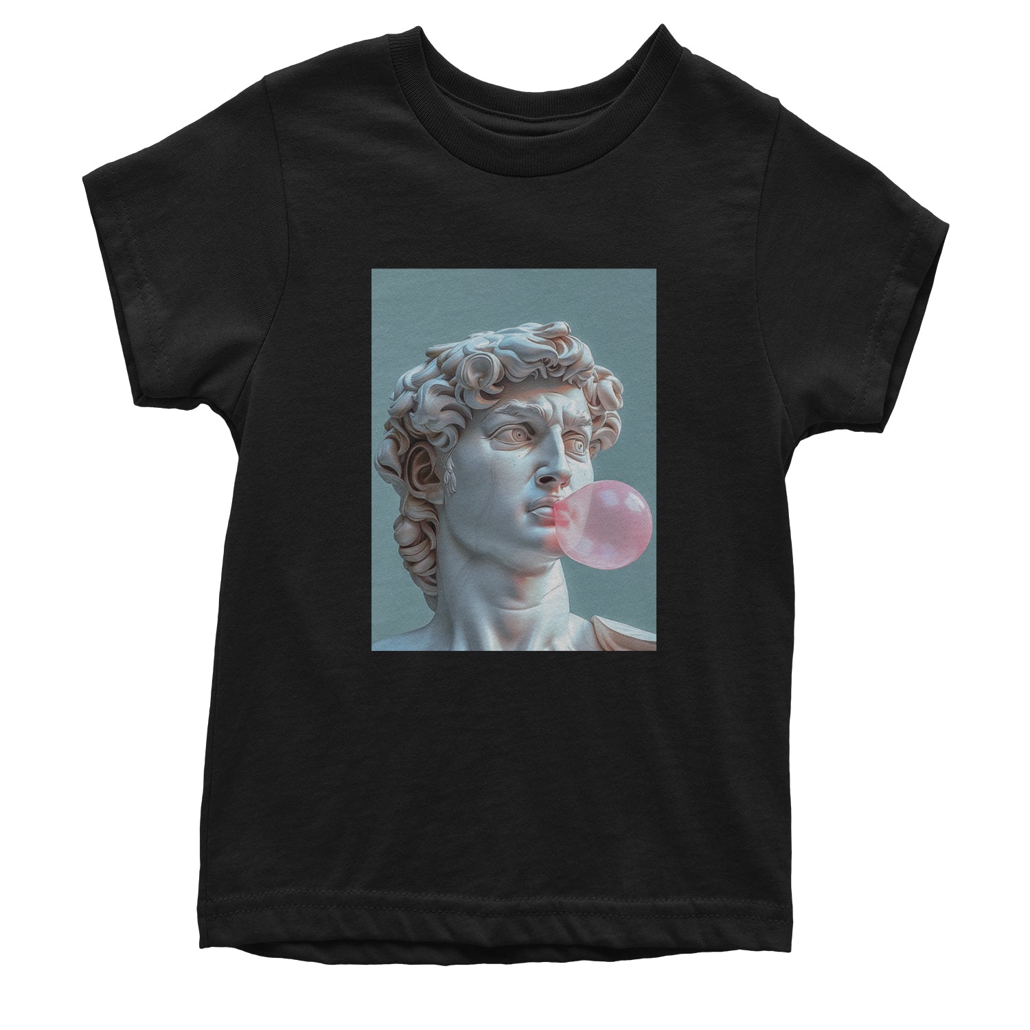 Michelangelo's David with Bubble Gum Contemporary Statue Art Youth T-shirt