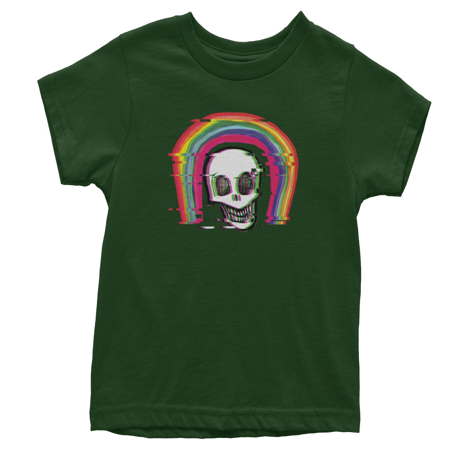 Rainbow Distorted Skull Youth T-shirt