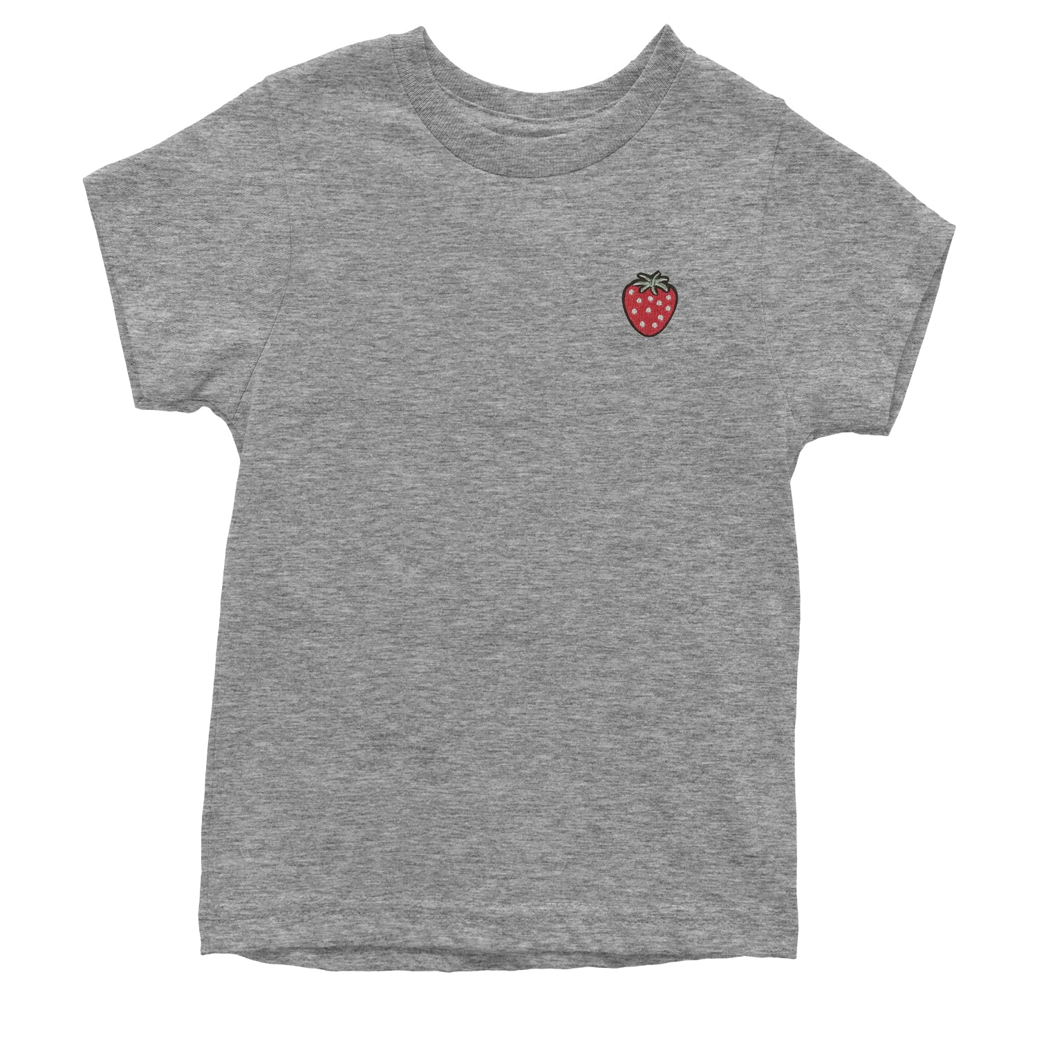Embroidered Strawberry Patch (Pocket Print) Youth T-shirt fruit, strawberries by Expression Tees