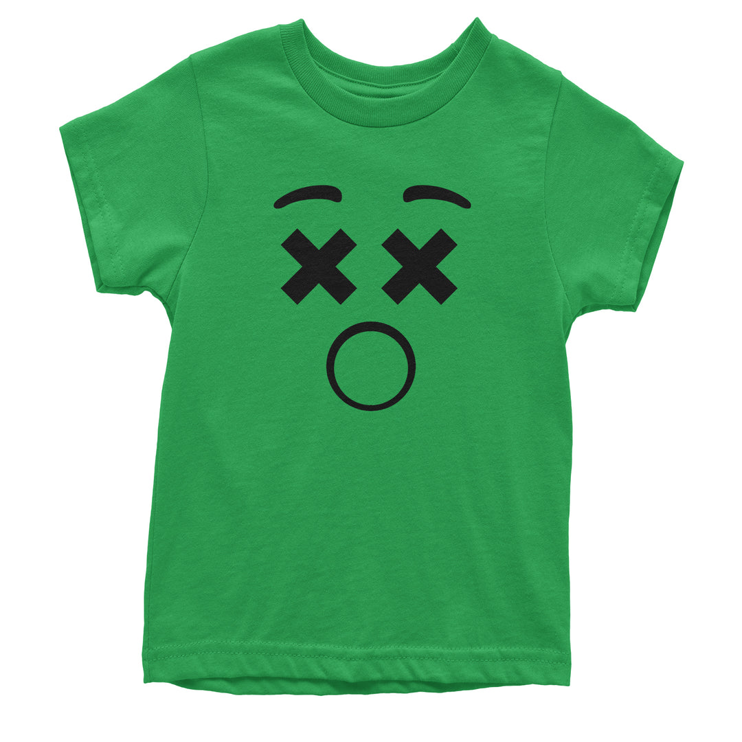 Emoticon XX Eyes Smile Face graphic on Kids' Heavyweight Cotton T-Shirt in Yellow alternate view 2