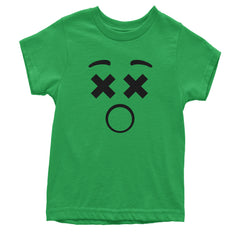 Emoticon XX Eyes Smile Face graphic on Kids' Heavyweight Cotton T-Shirt in Yellow alternate view 2