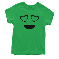 Emoticon Heart Eyes Smile Face Youth T-shirt cosplay, costume, dress, emoji, emote, face, halloween, Smile, up, yellow by Expression Tees