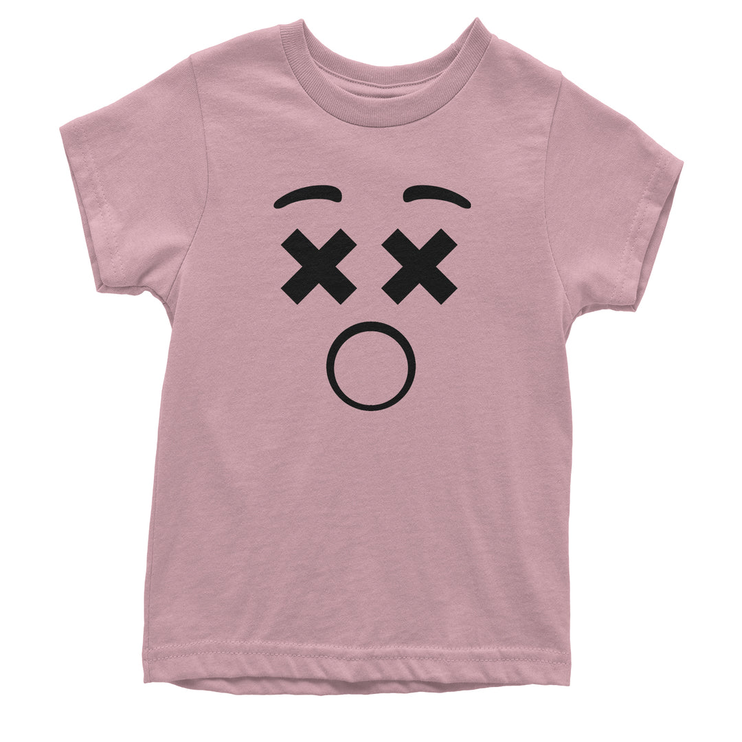 Emoticon XX Eyes Smile Face graphic on Kids' Heavyweight Cotton T-Shirt in Yellow alternate view 3