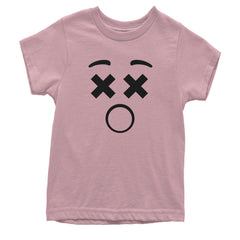 Emoticon XX Eyes Smile Face graphic on Kids' Heavyweight Cotton T-Shirt in Yellow alternate view 3