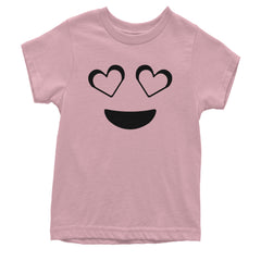 Emoticon Heart Eyes Smile Face Youth T-shirt cosplay, costume, dress, emoji, emote, face, halloween, Smile, up, yellow by Expression Tees