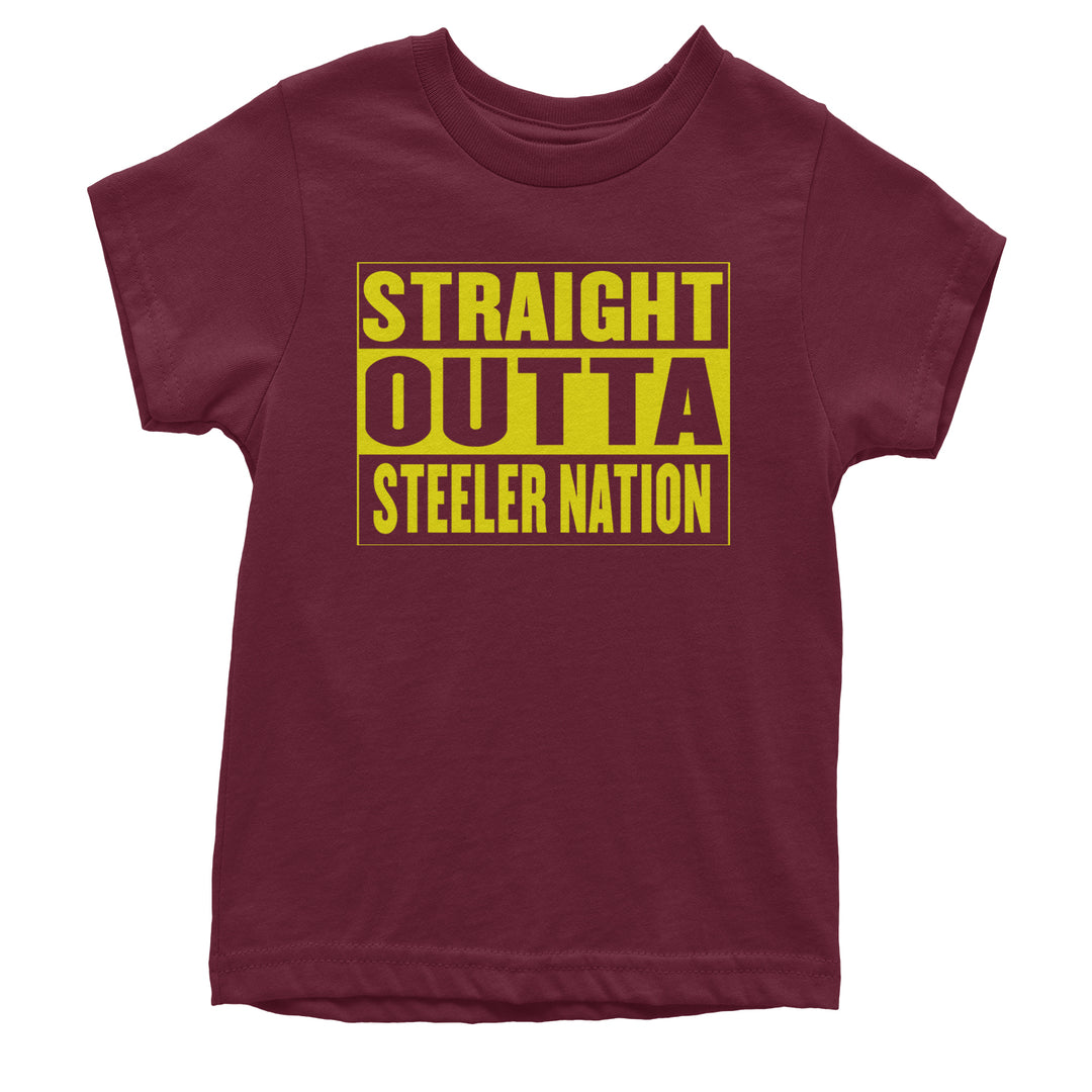 Straight Outta Steeler Nation Football  Youth T-shirt