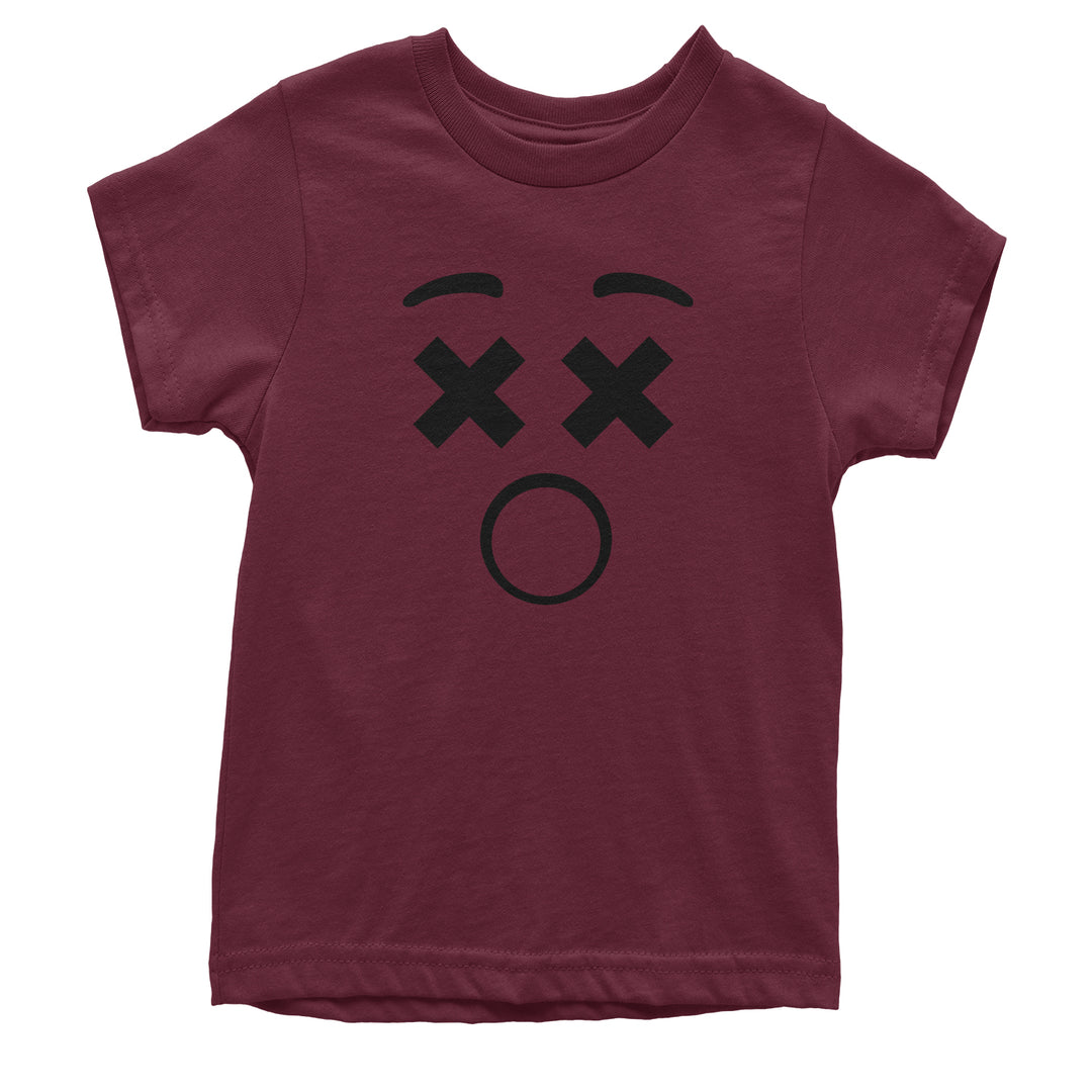 Emoticon XX Eyes Smile Face graphic on Kids' Heavyweight Cotton T-Shirt in Yellow alternate view 4