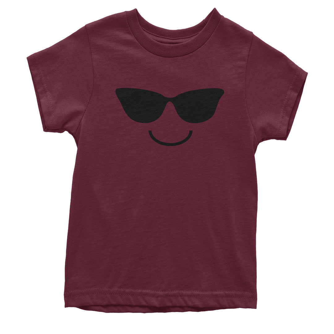 Emoticon Sunglasses Smile Face Youth T-shirt cosplay, costume, dress, emoji, emote, face, halloween, smiley, up, yellow by Expression Tees