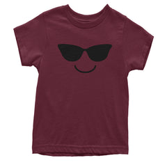 Emoticon Sunglasses Smile Face Youth T-shirt cosplay, costume, dress, emoji, emote, face, halloween, smiley, up, yellow by Expression Tees