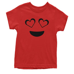 Emoticon Heart Eyes Smile Face Youth T-shirt cosplay, costume, dress, emoji, emote, face, halloween, Smile, up, yellow by Expression Tees