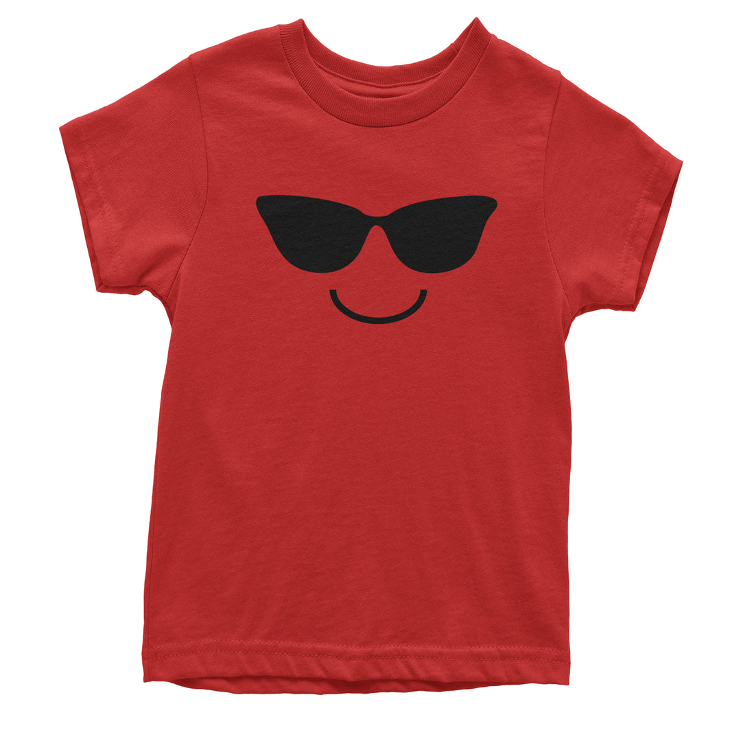 Emoticon Sunglasses Smile Face Youth T-shirt cosplay, costume, dress, emoji, emote, face, halloween, smiley, up, yellow by Expression Tees