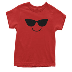 Emoticon Sunglasses Smile Face Youth T-shirt cosplay, costume, dress, emoji, emote, face, halloween, smiley, up, yellow by Expression Tees