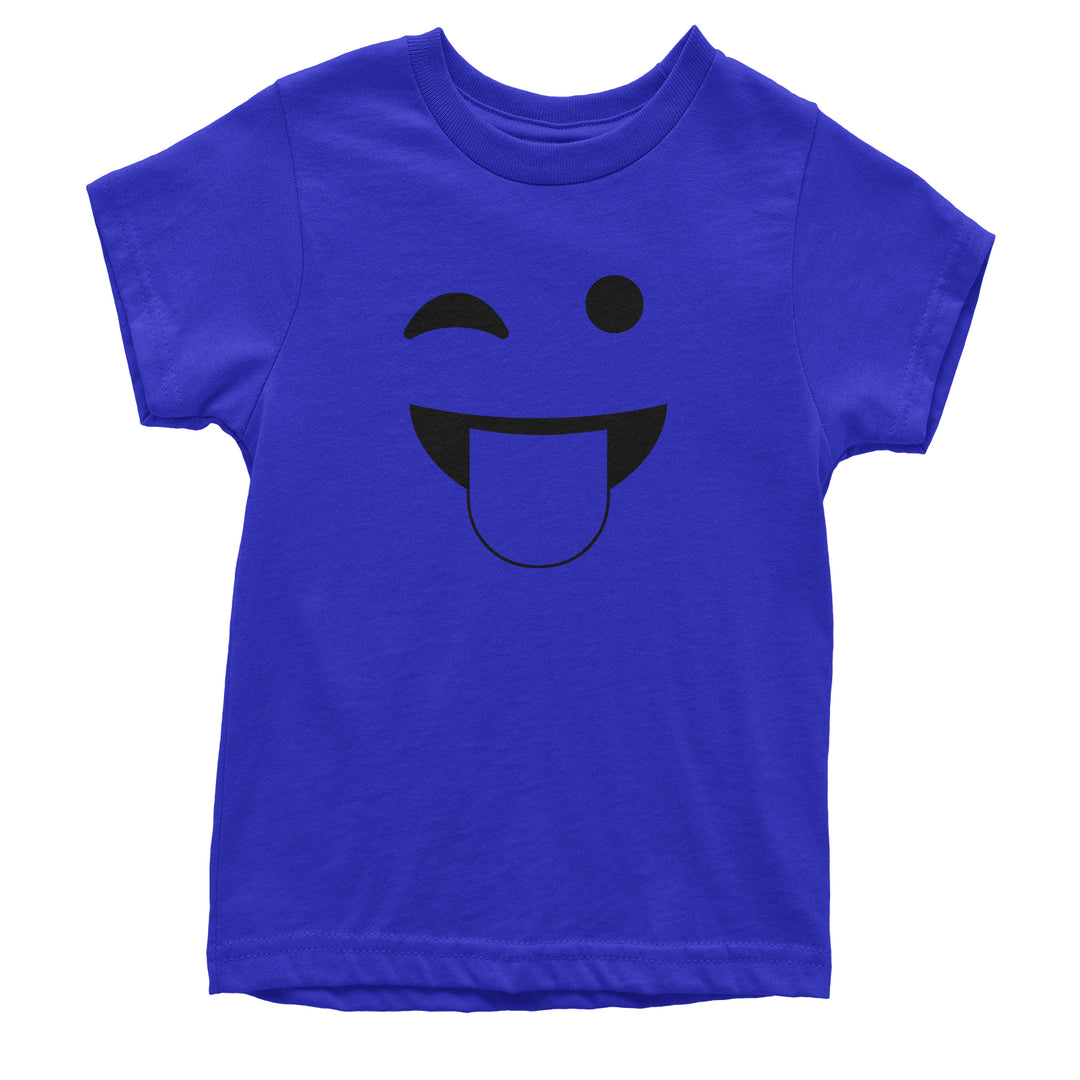 Emoticon Tongue Hanging Out Smile Face Youth T-shirt cosplay, costume, dress, emoji, emote, face, halloween, smiley, up, yellow by Expression Tees