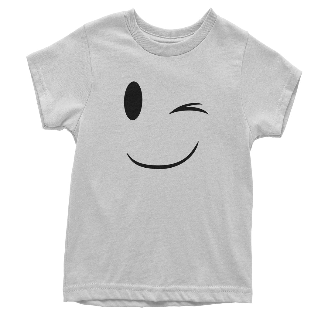 Emoticon Winking Smile Face Youth T-shirt cosplay, costume, dress, emoji, emote, face, halloween, smiley, up, yellow by Expression Tees