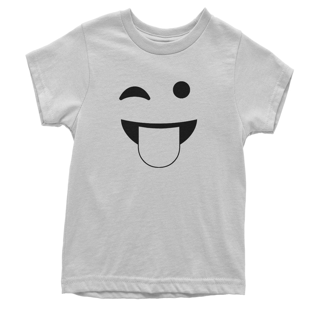 Emoticon Tongue Hanging Out Smile Face Youth T-shirt cosplay, costume, dress, emoji, emote, face, halloween, smiley, up, yellow by Expression Tees