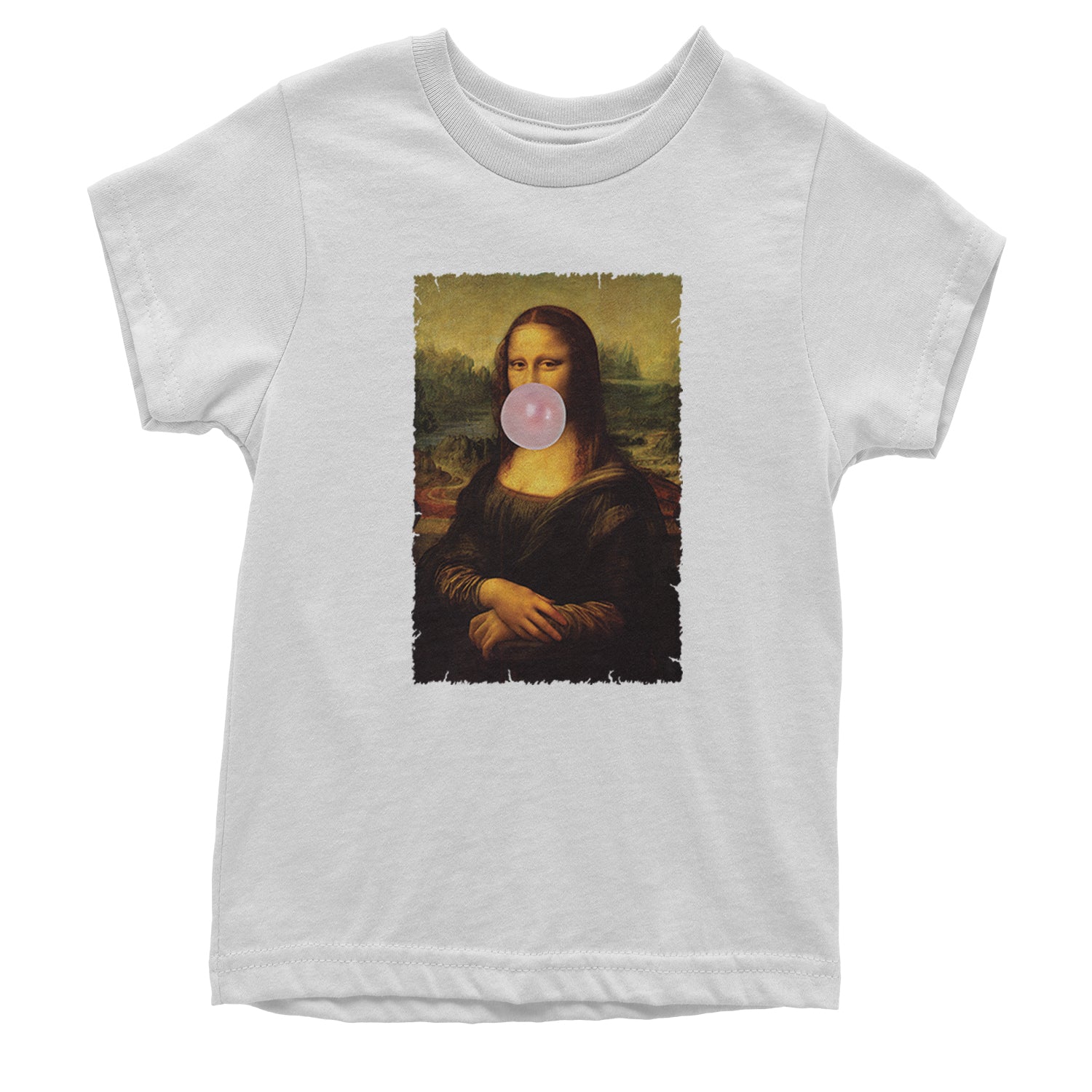 Mona Lisa Smile Pink Bubble Gum Da Vinci Icon Youth T-shirt