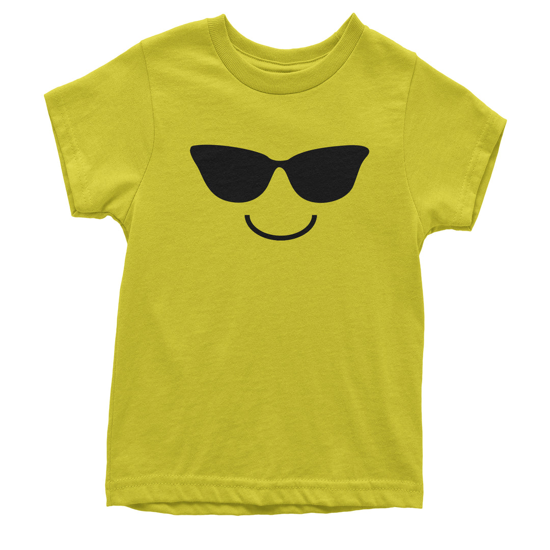 Emoticon Sunglasses Smile Face Youth T-shirt cosplay, costume, dress, emoji, emote, face, halloween, smiley, up, yellow by Expression Tees