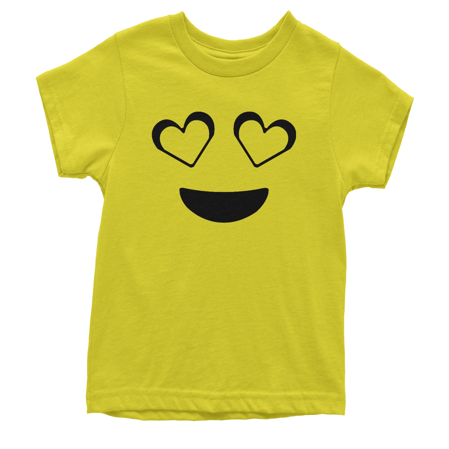 Emoticon Heart Eyes Smile Face Youth T-shirt cosplay, costume, dress, emoji, emote, face, halloween, Smile, up, yellow by Expression Tees