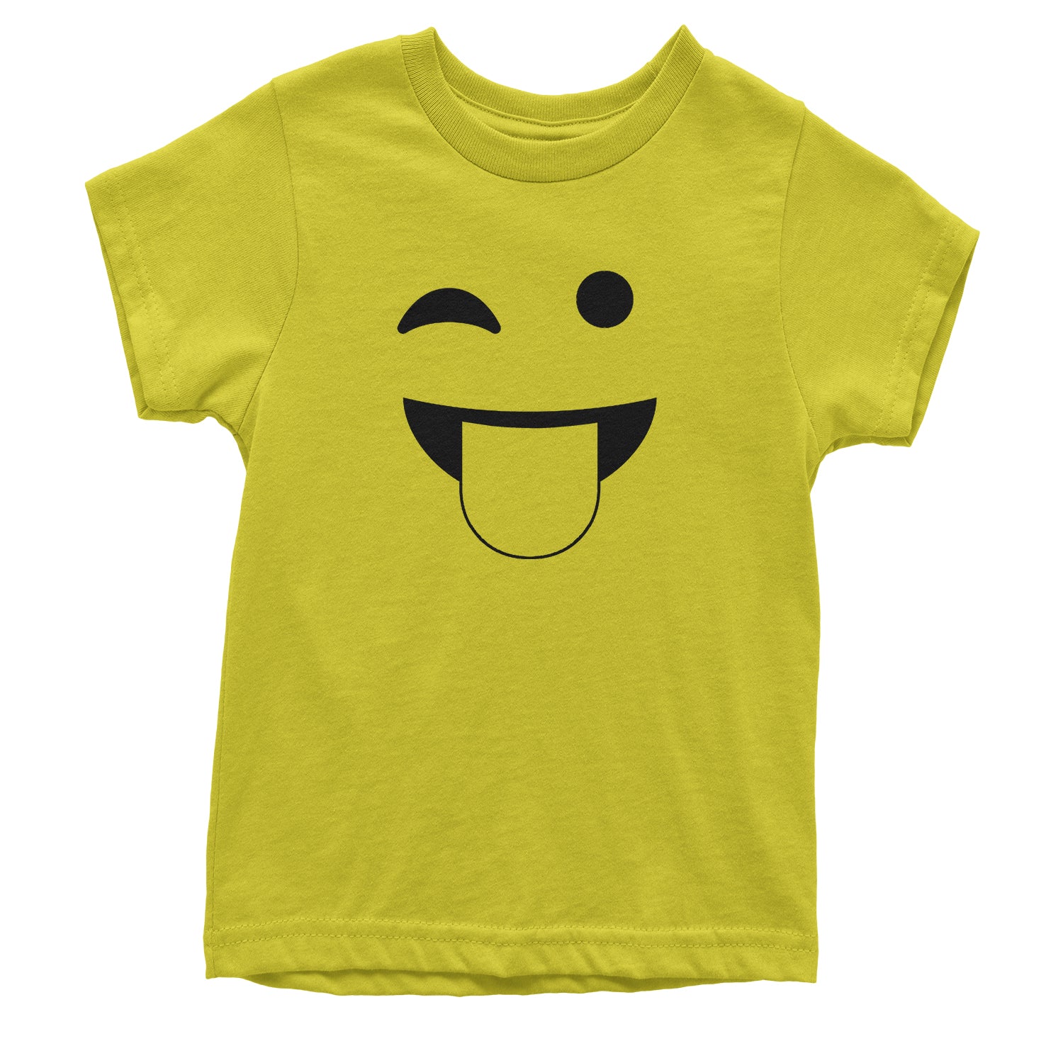 Emoticon Tongue Hanging Out Smile Face Youth T-shirt cosplay, costume, dress, emoji, emote, face, halloween, smiley, up, yellow by Expression Tees