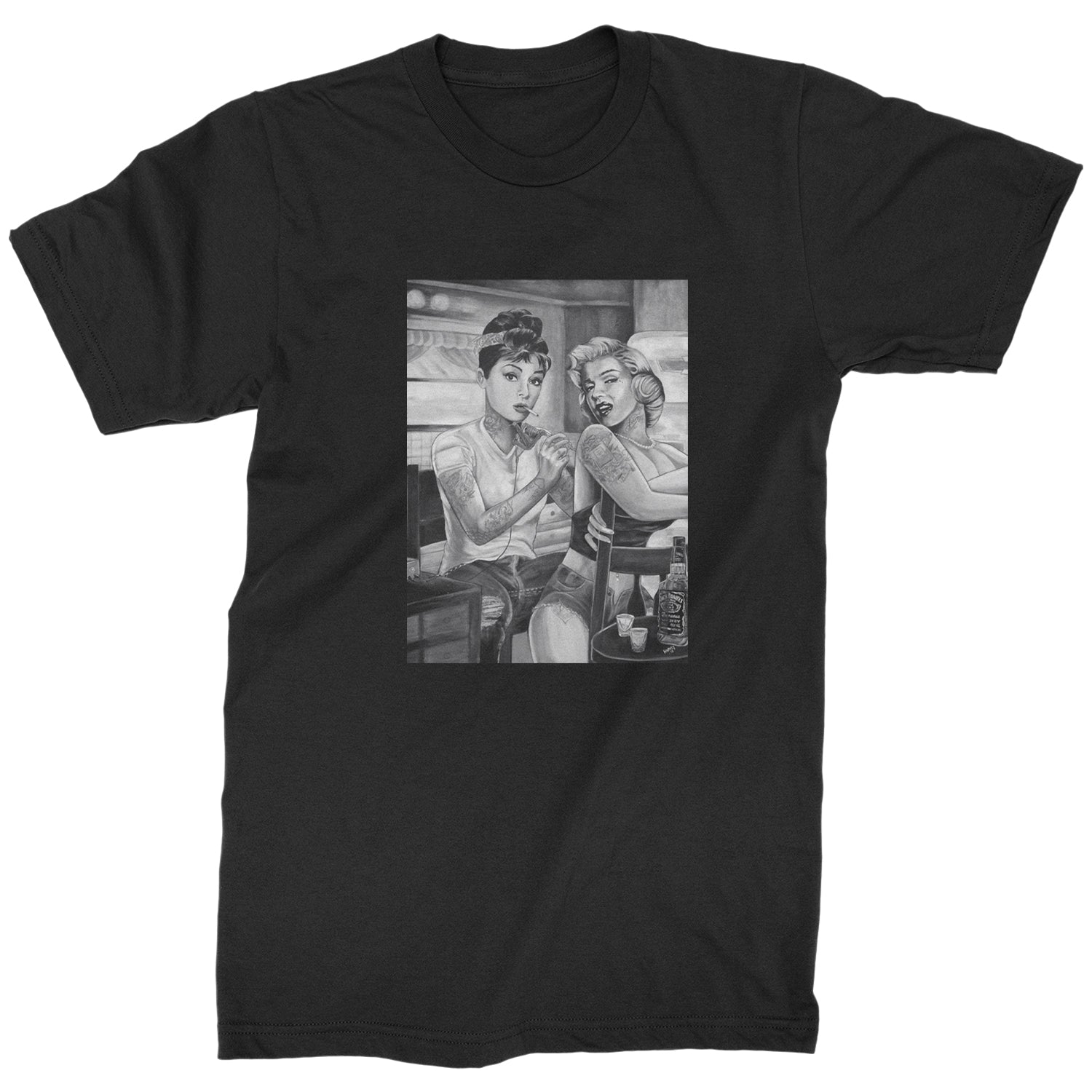 Marilyn Monroe and Audrey Hepburn Tattooed Icons Mens T-shirt