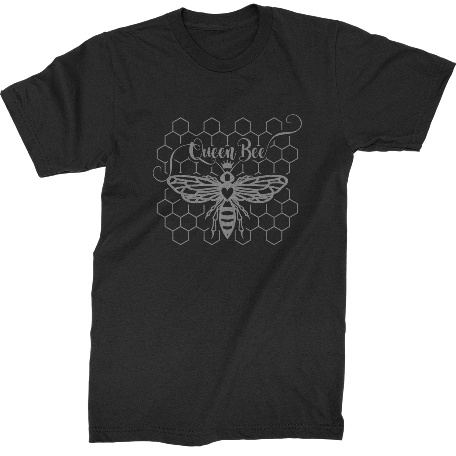 Beehive Queen Bee Metallic Silver Witty Bee Hive Design Mens T-shirt