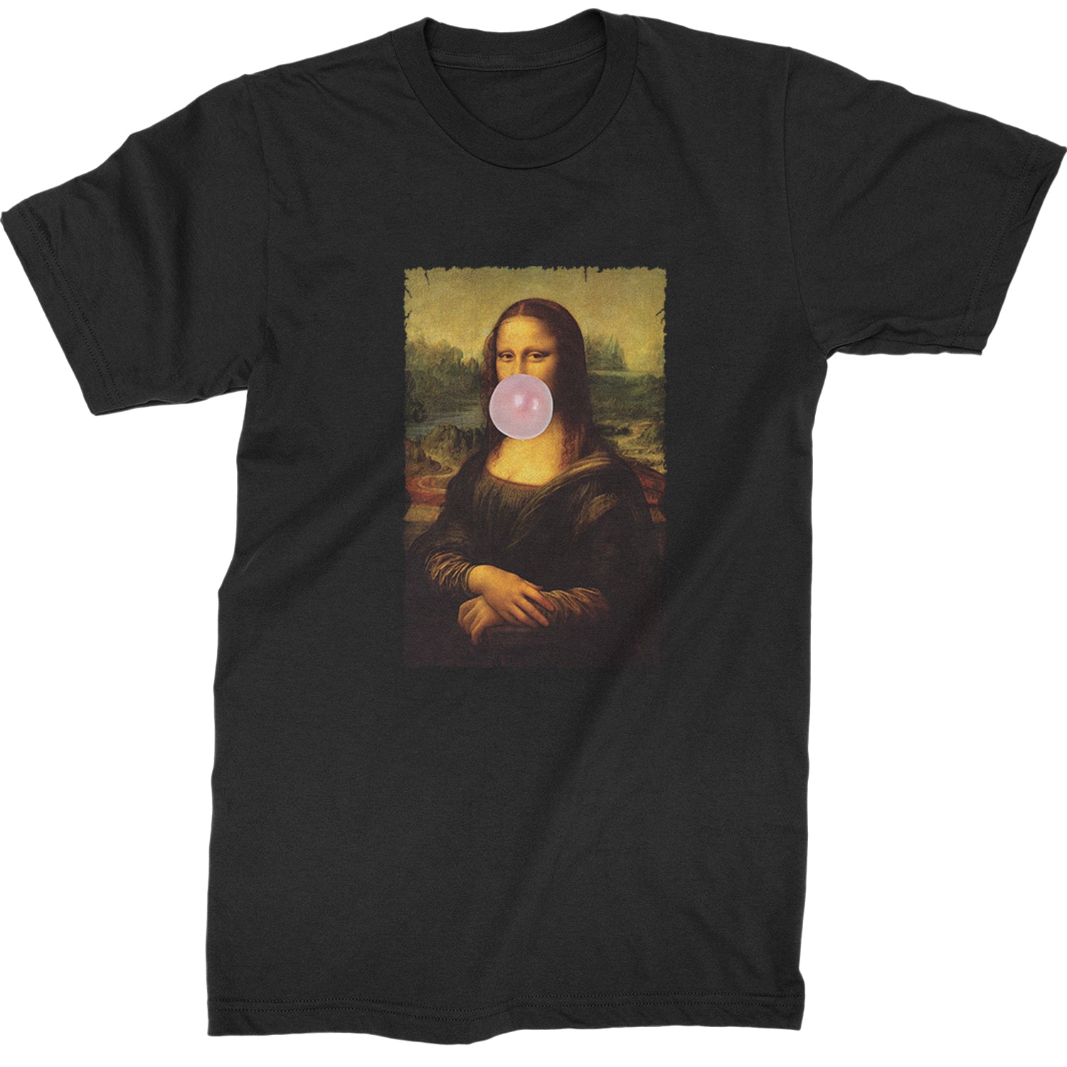 Mona Lisa Smile Pink Bubble Gum Da Vinci Icon Mens T-shirt