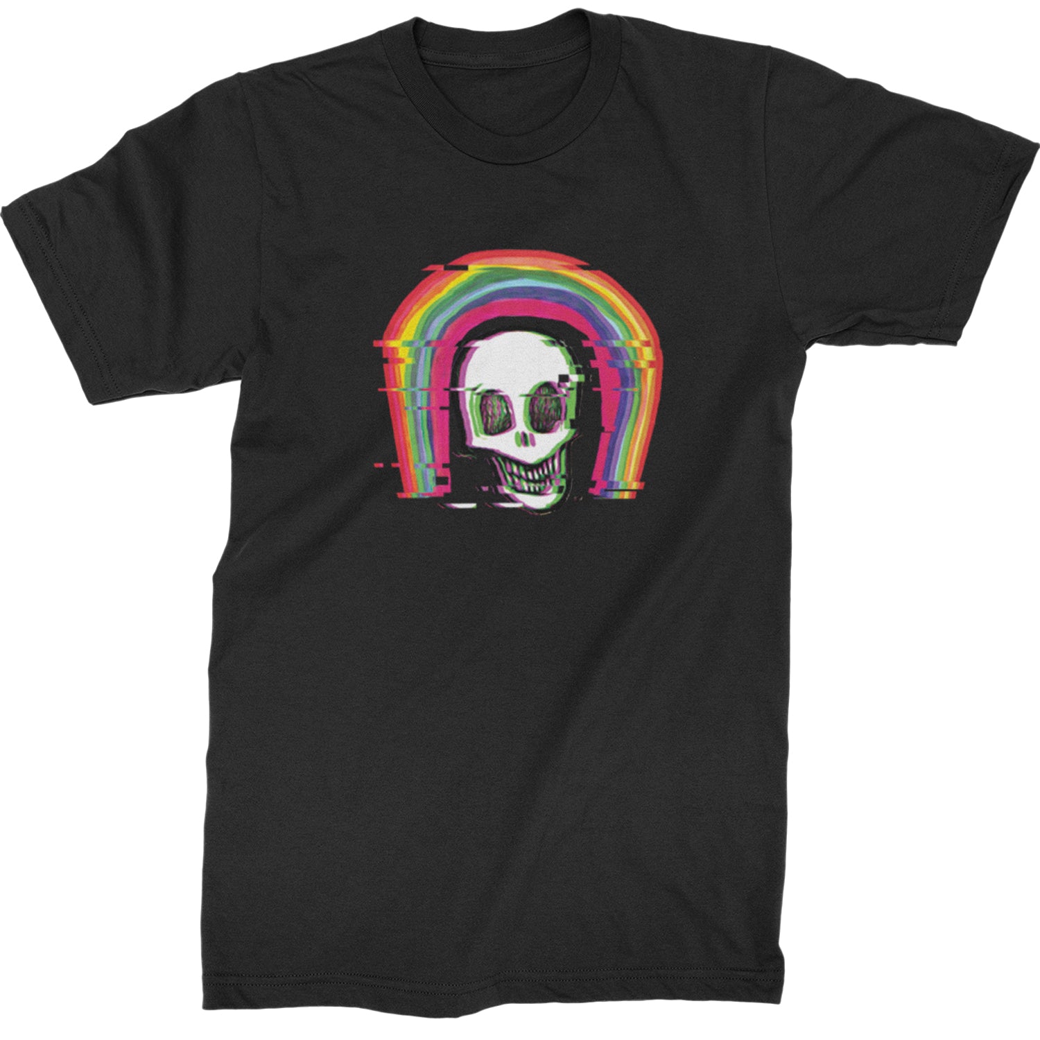 Rainbow Distorted Skull Mens T-shirt