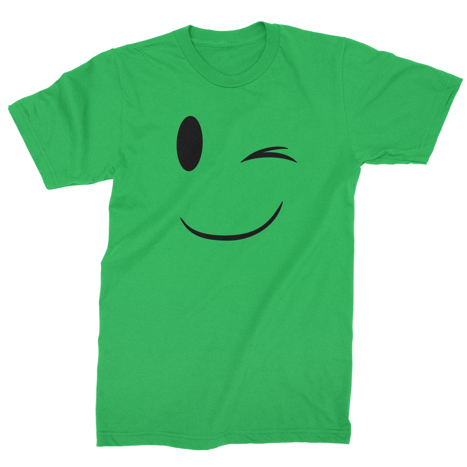 Emoticon Winking Smile Face Mens T-shirt cosplay, costume, dress, emoji, emote, face, halloween, smiley, up, yellow by Expression Tees