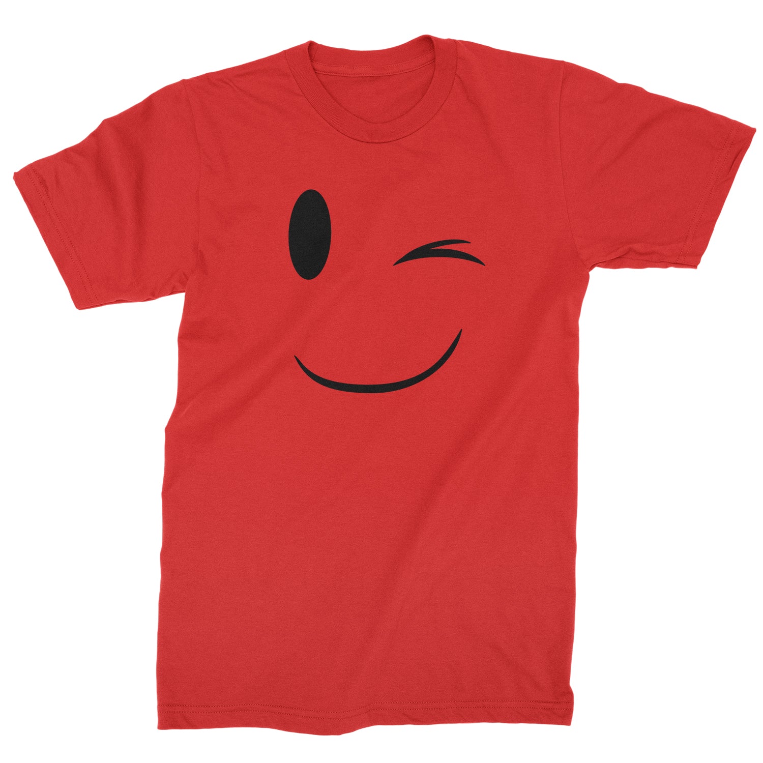 Emoticon Winking Smile Face Mens T-shirt cosplay, costume, dress, emoji, emote, face, halloween, smiley, up, yellow by Expression Tees