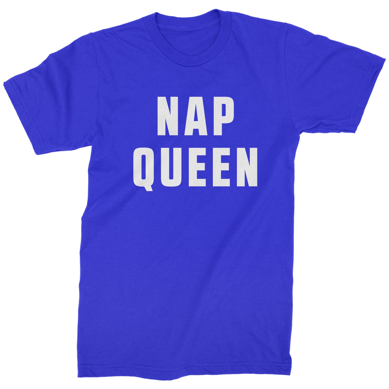 Nap Queen (White Print) Comfy Top For Lazy Days Mens T-shirt all, day, function, lazy, nap, pajamas, queen, siesta, sleep, tired, to, too by Expression Tees