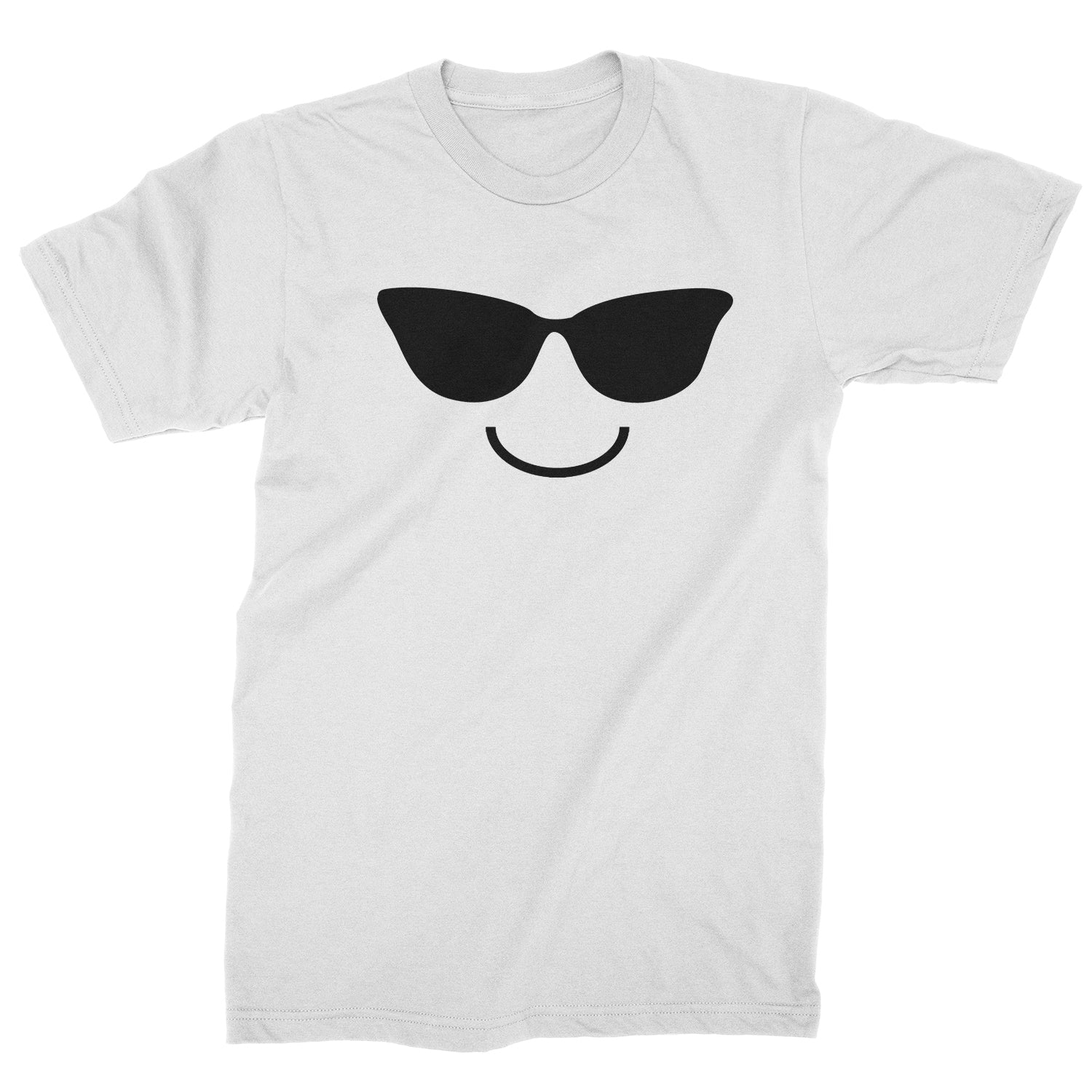 Emoticon Sunglasses Smile Face Mens T-shirt cosplay, costume, dress, emoji, emote, face, halloween, smiley, up, yellow by Expression Tees