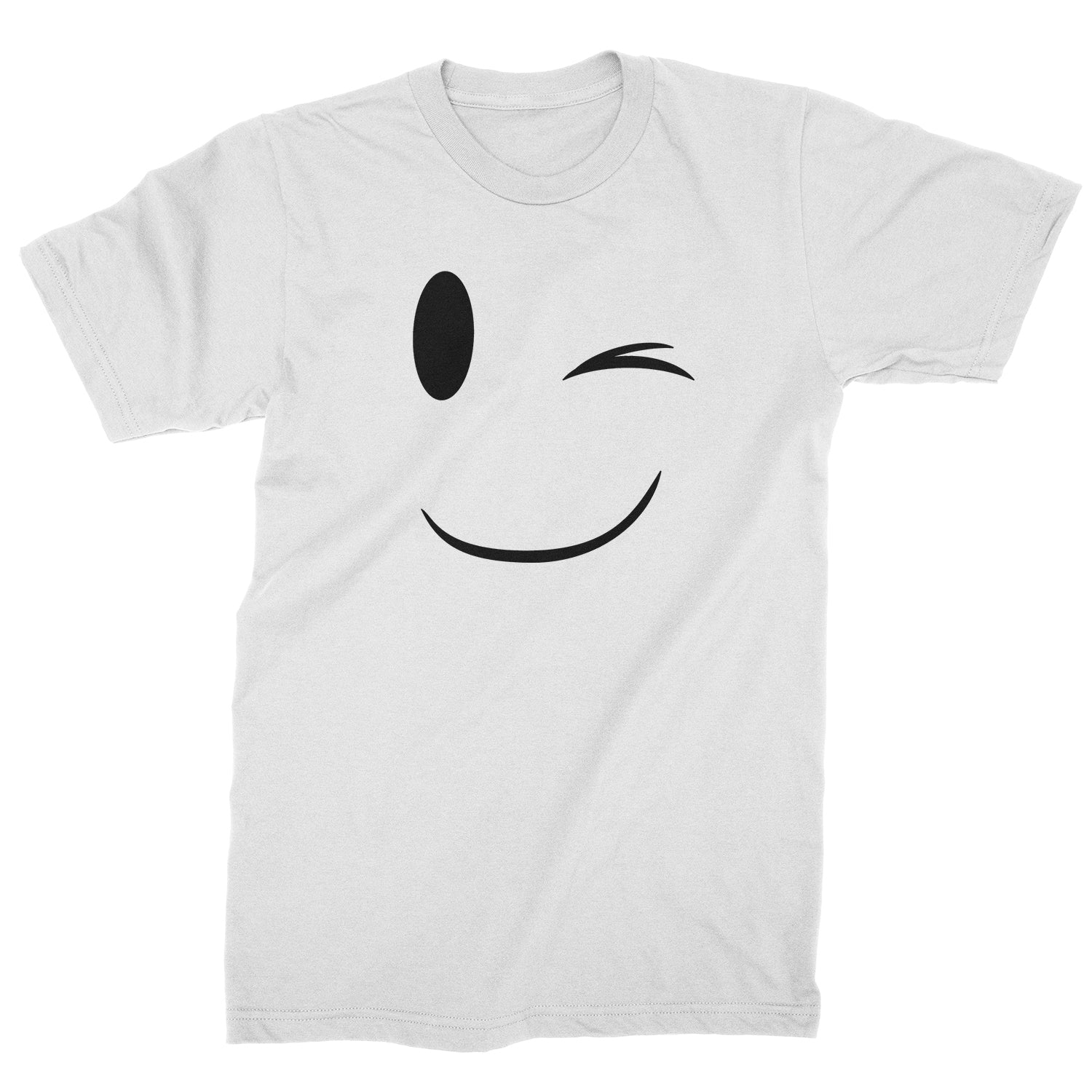 Emoticon Winking Smile Face Mens T-shirt cosplay, costume, dress, emoji, emote, face, halloween, smiley, up, yellow by Expression Tees