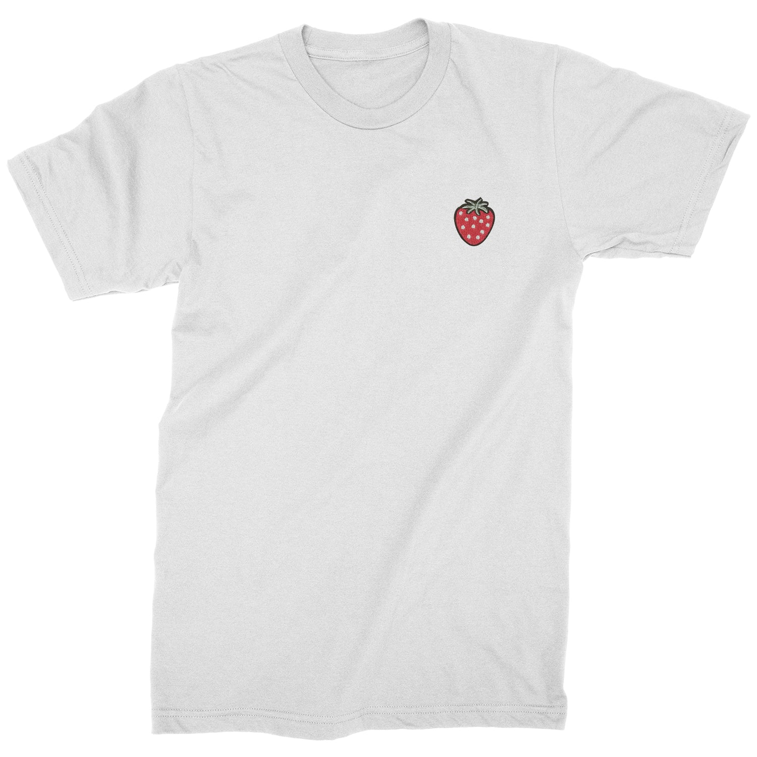 Embroidered Strawberry Patch (Pocket Print) Mens T-shirt fruit, strawberries by Expression Tees