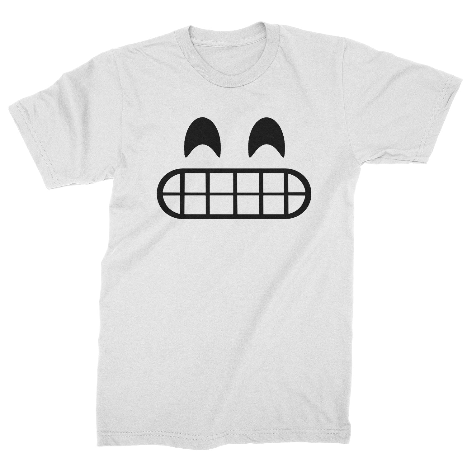 Emoticon Grinning Smile Face Mens T-shirt cosplay, costume, dress, emoji, emote, face, halloween, smiley, up, yellow by Expression Tees