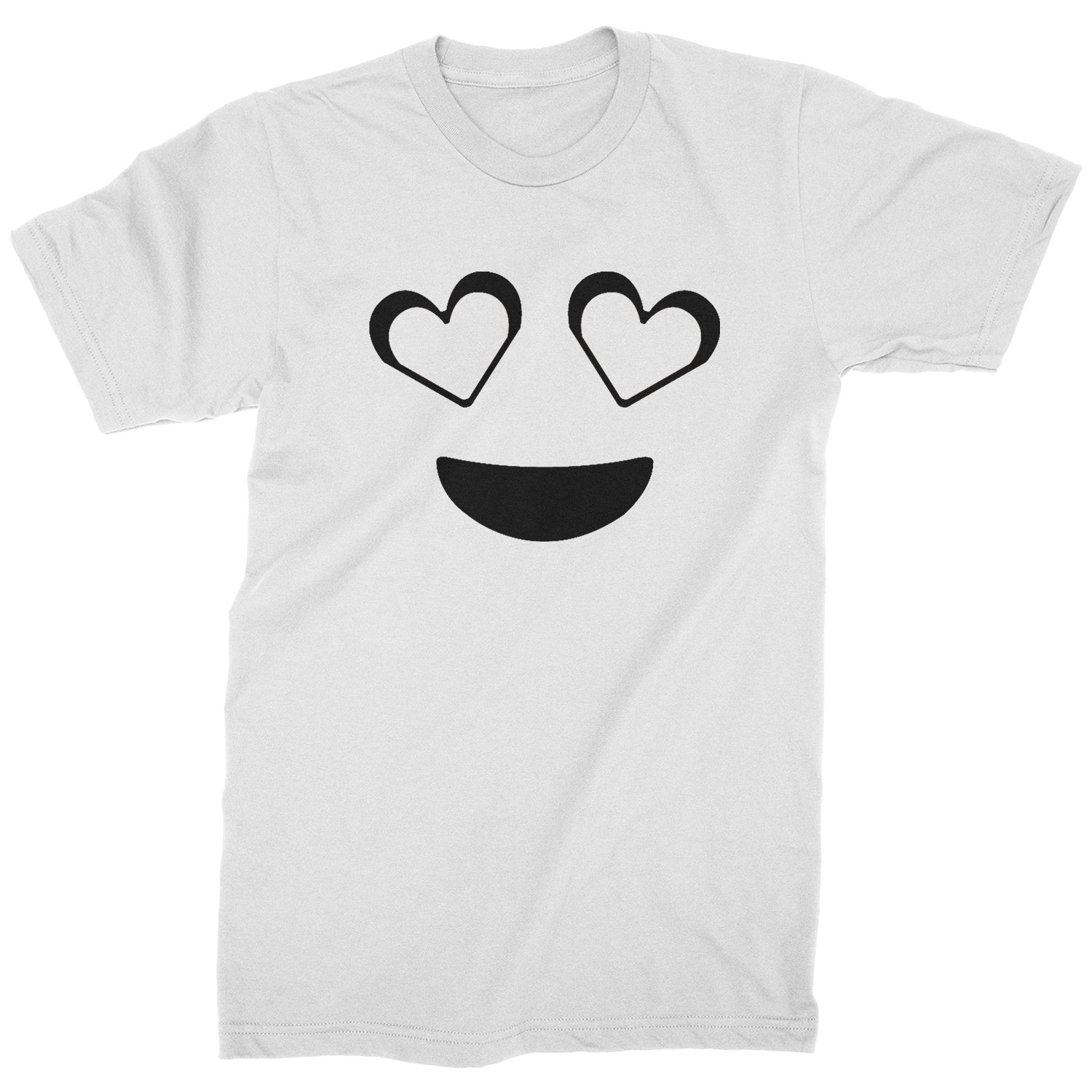 Emoticon Heart Eyes Smile Face Mens T-shirt cosplay, costume, dress, emoji, emote, face, halloween, Smile, up, yellow by Expression Tees