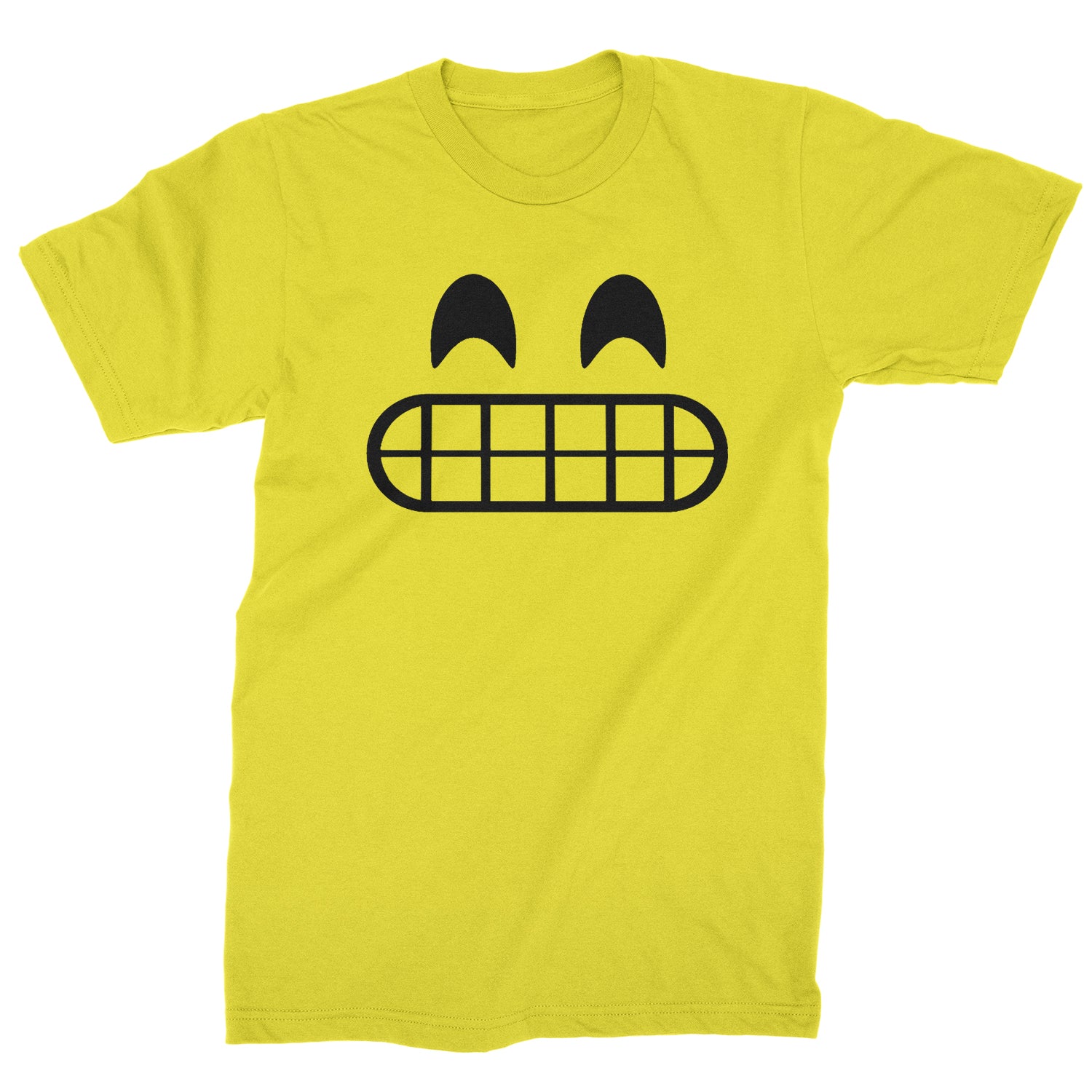 Emoticon Grinning Smile Face Mens T-shirt cosplay, costume, dress, emoji, emote, face, halloween, smiley, up, yellow by Expression Tees