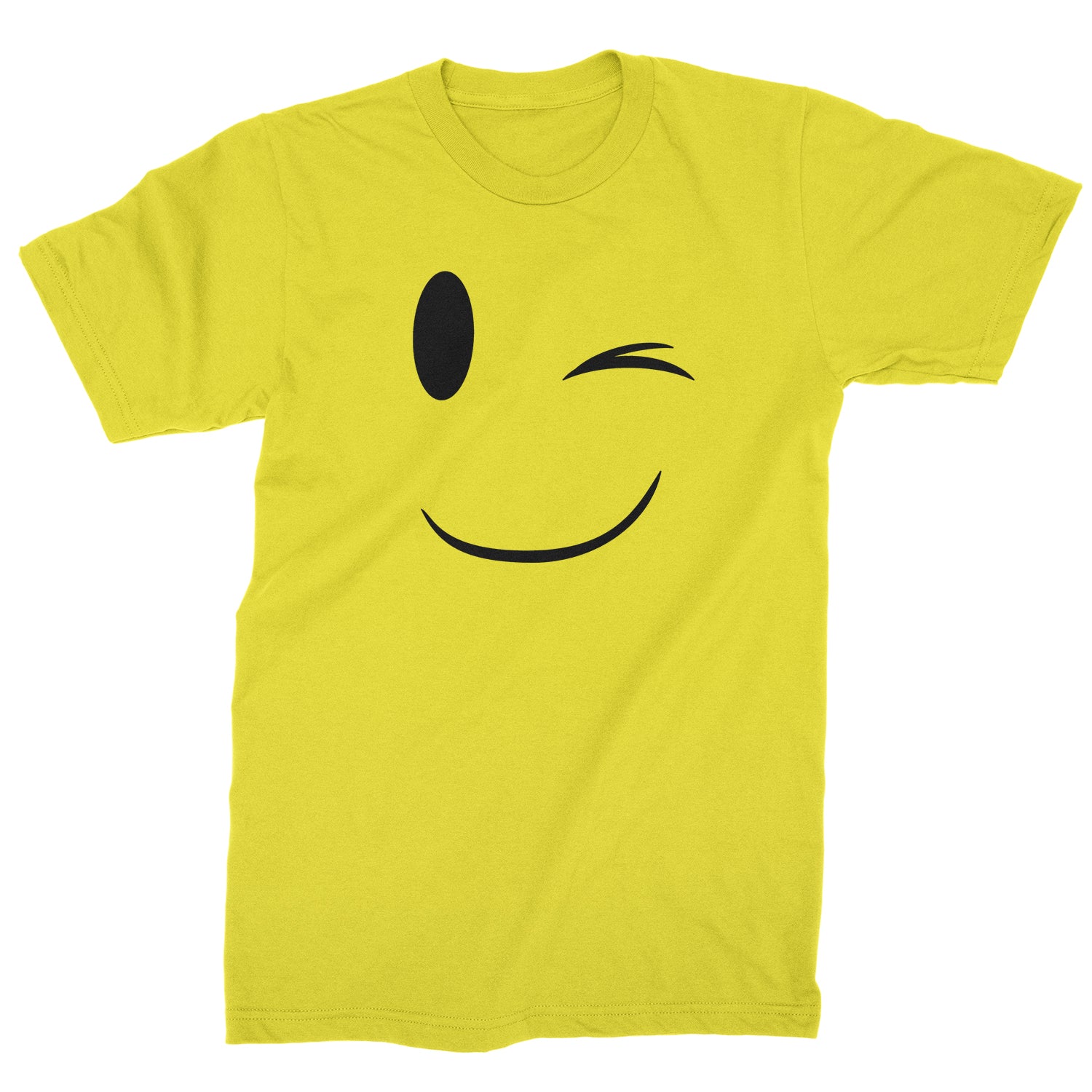 Emoticon Winking Smile Face Mens T-shirt cosplay, costume, dress, emoji, emote, face, halloween, smiley, up, yellow by Expression Tees