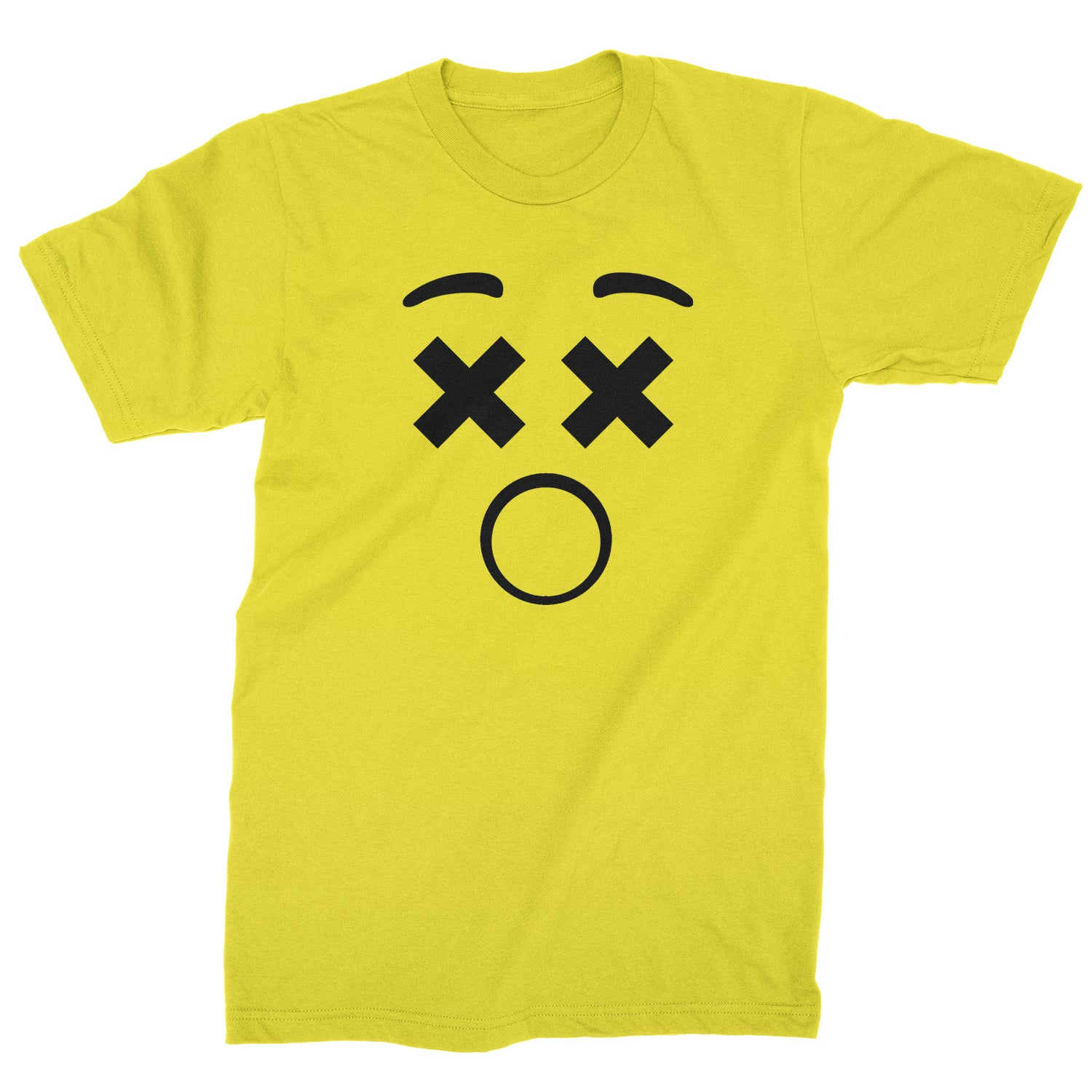 Emoticon XX Eyes Smile Face Mens T-shirt cosplay, costume, dress, emoji, emote, face, halloween, smiley, up, yellow by Expression Tees