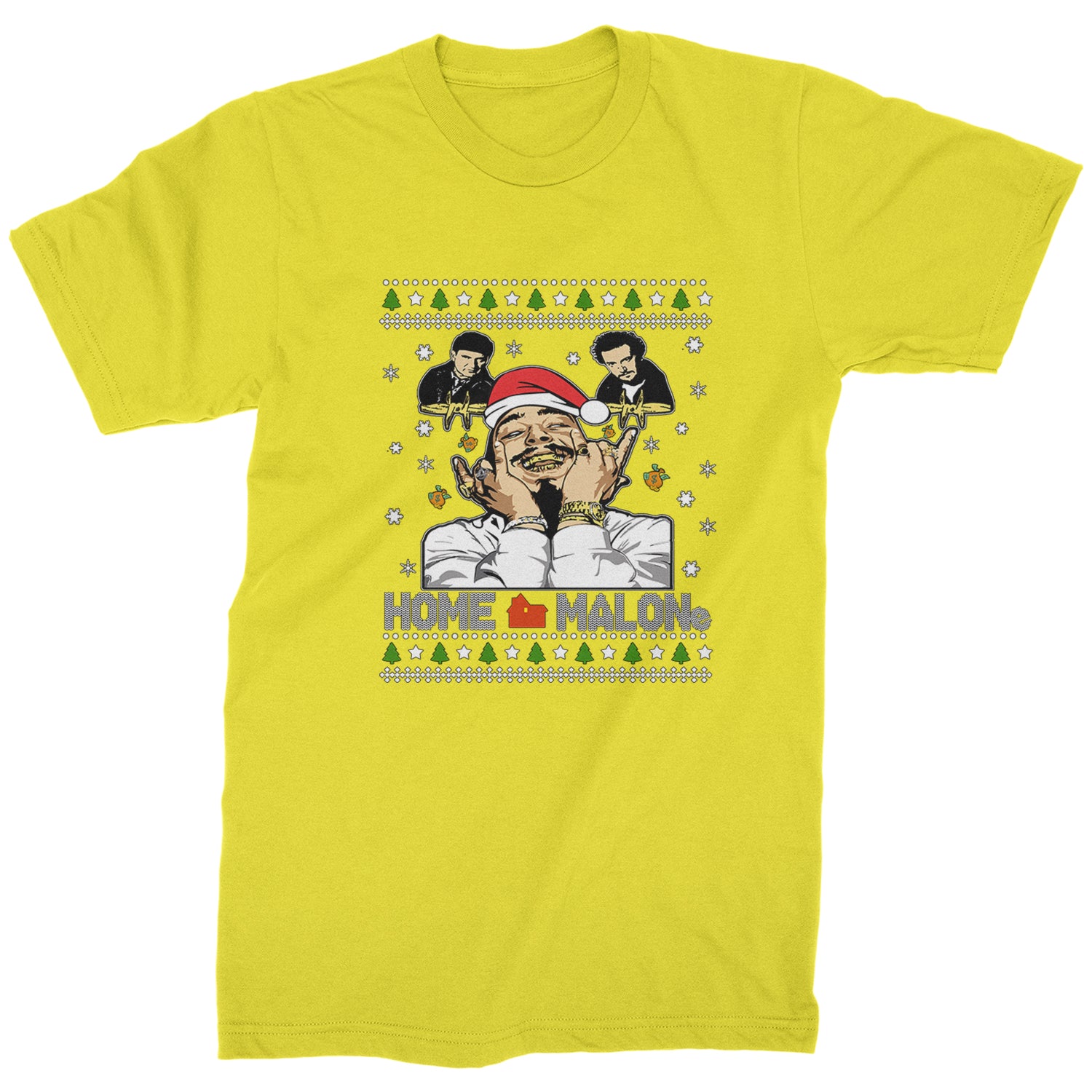 Home Malone Ugly Christmas Mens T-shirt alone, caulkin, home, malone, mcauley, post by Expression Tees