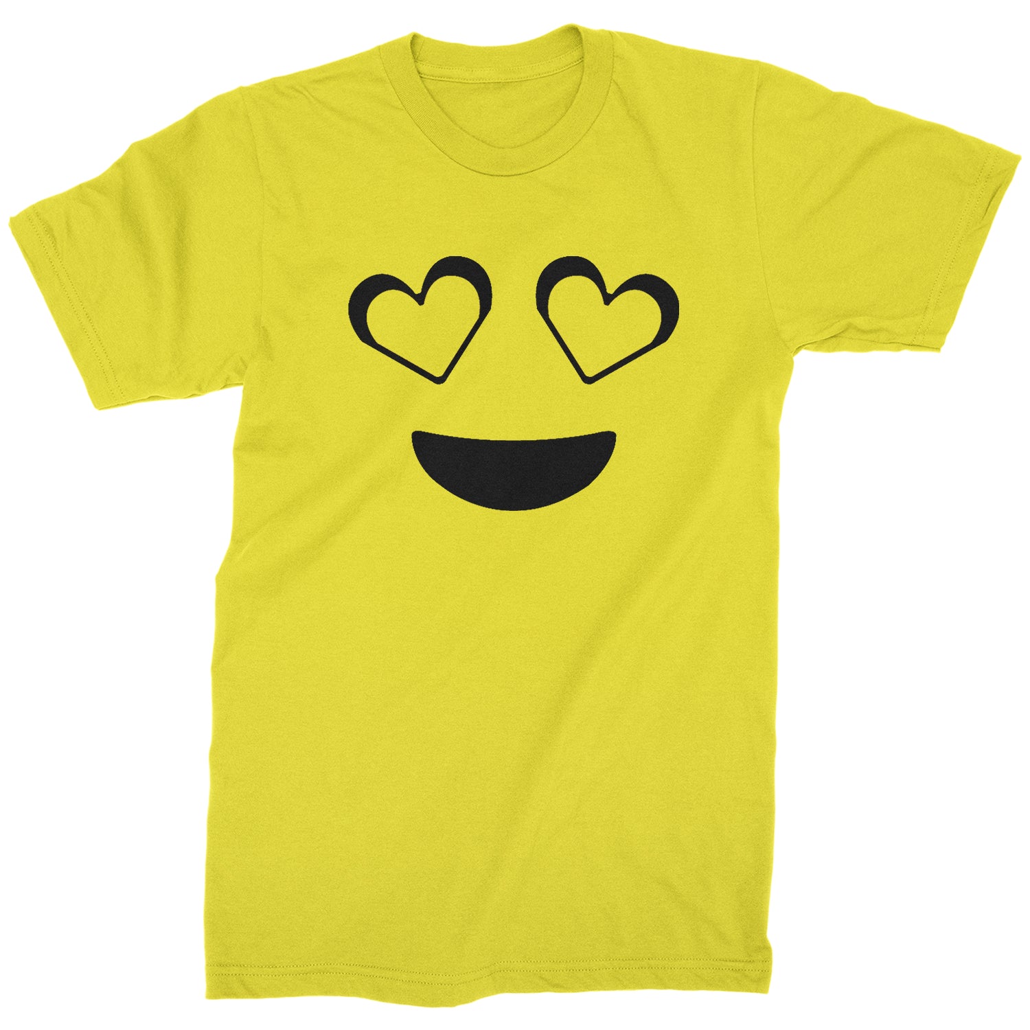 Emoticon Heart Eyes Smile Face Mens T-shirt cosplay, costume, dress, emoji, emote, face, halloween, Smile, up, yellow by Expression Tees