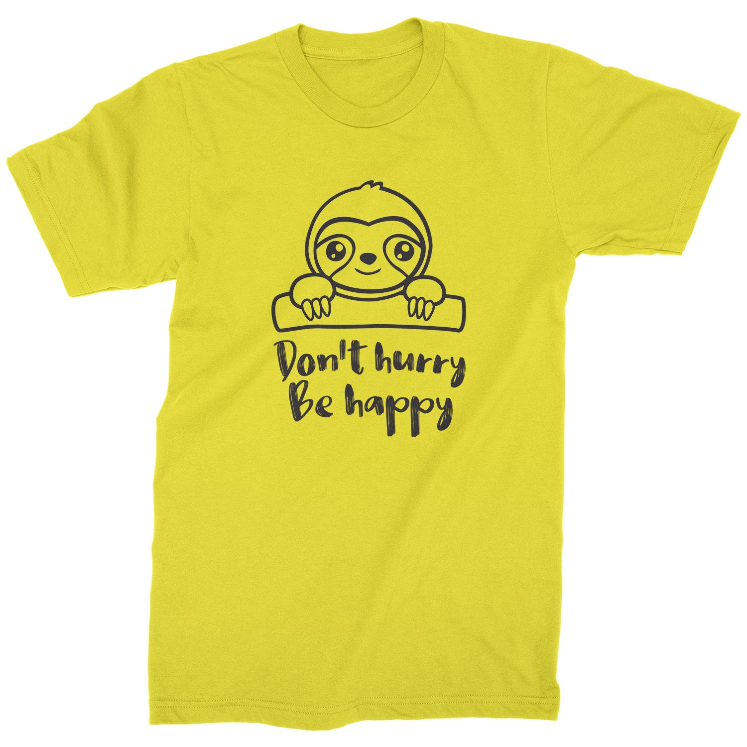 Sloth Don't Hurry Be Happy Mens T-shirt fun, funny, sloth, sloths by Expression Tees