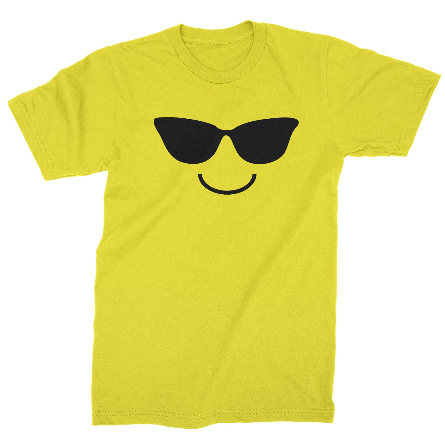 Emoticon Sunglasses Smile Face Mens T-shirt cosplay, costume, dress, emoji, emote, face, halloween, smiley, up, yellow by Expression Tees