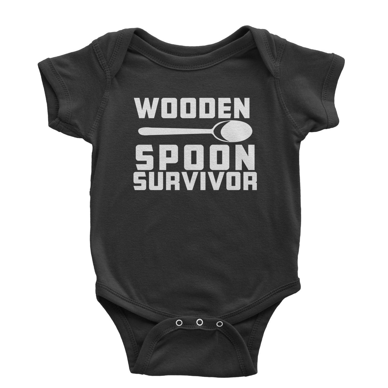 Wooden Spoon Survivor Infant One-Piece Romper Bodysuit and Toddler T-shirt funny, shirt, spoon, survivor, wooden by Expression Tees