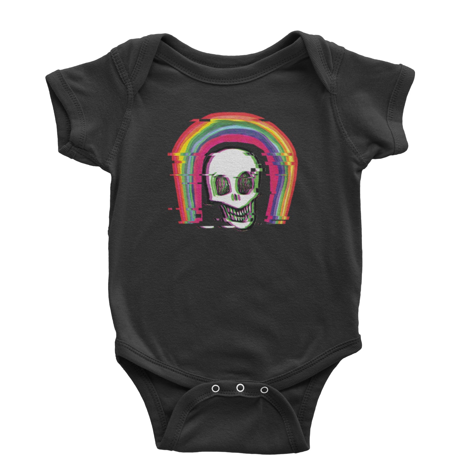 Rainbow Distorted Skull Infant One-Piece Romper Bodysuit and Toddler T-shirt