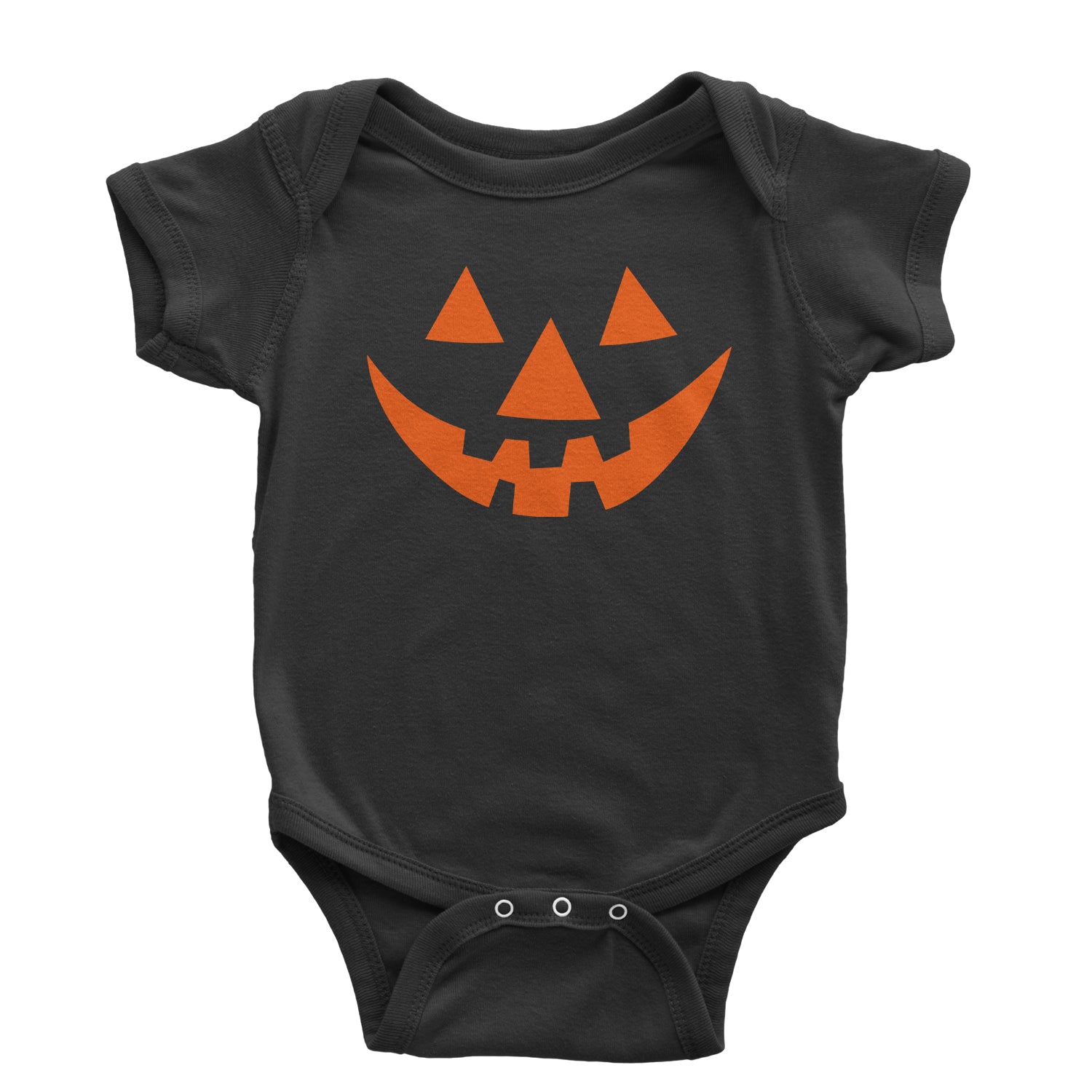Pumpkin Face (Orange Print) Infant One-Piece Romper Bodysuit costume, dress, dressup, eve, halloween, hallows, jackolantern, party, up by Expression Tees
