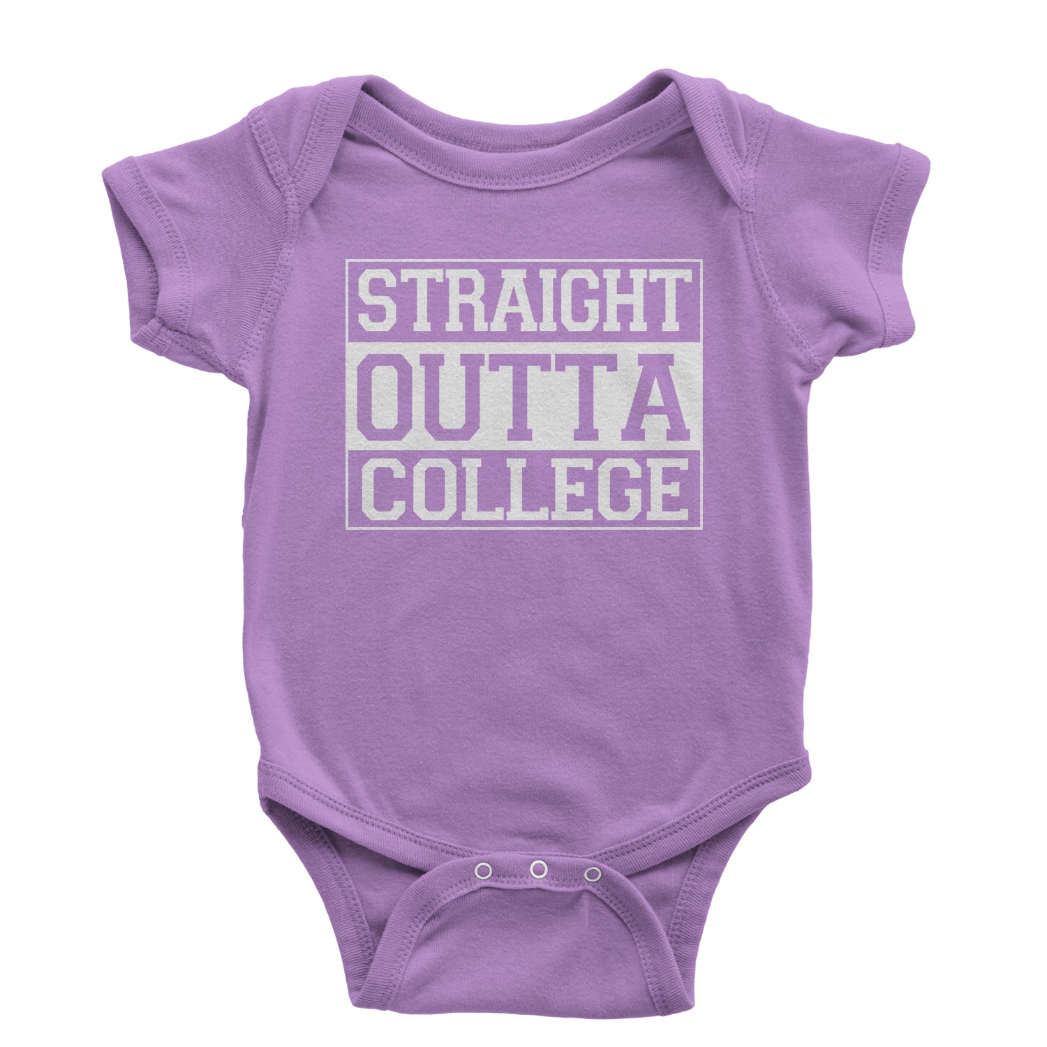 Straight Outta College Infant One-Piece Romper Bodysuit 2017, 2018, 2019, and, cap, class, for, gift, gown, graduate, graduation, of by Expression Tees