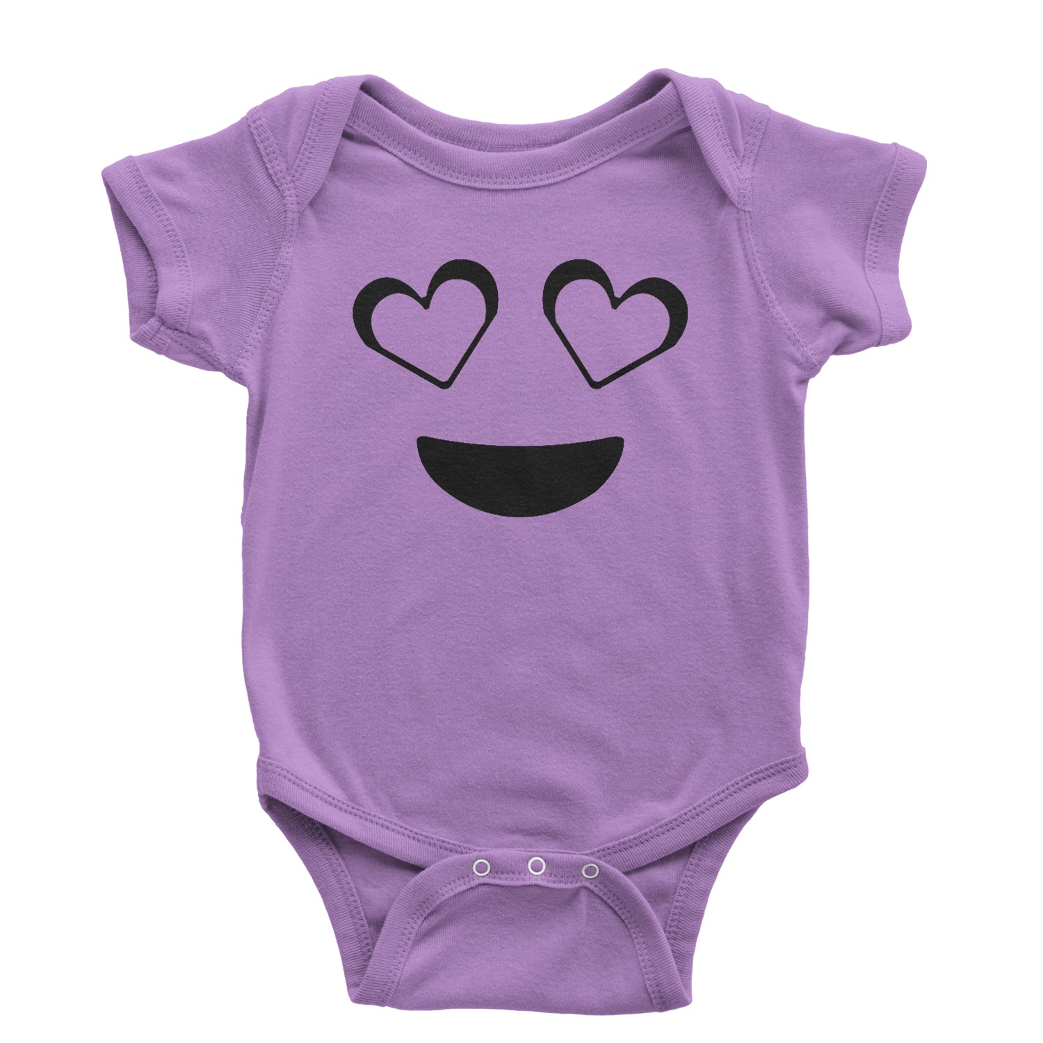 Emoticon Heart Eyes Smile Face Infant One-Piece Romper Bodysuit and Toddler T-shirt cosplay, costume, dress, emoji, emote, face, halloween, Smile, up, yellow by Expression Tees