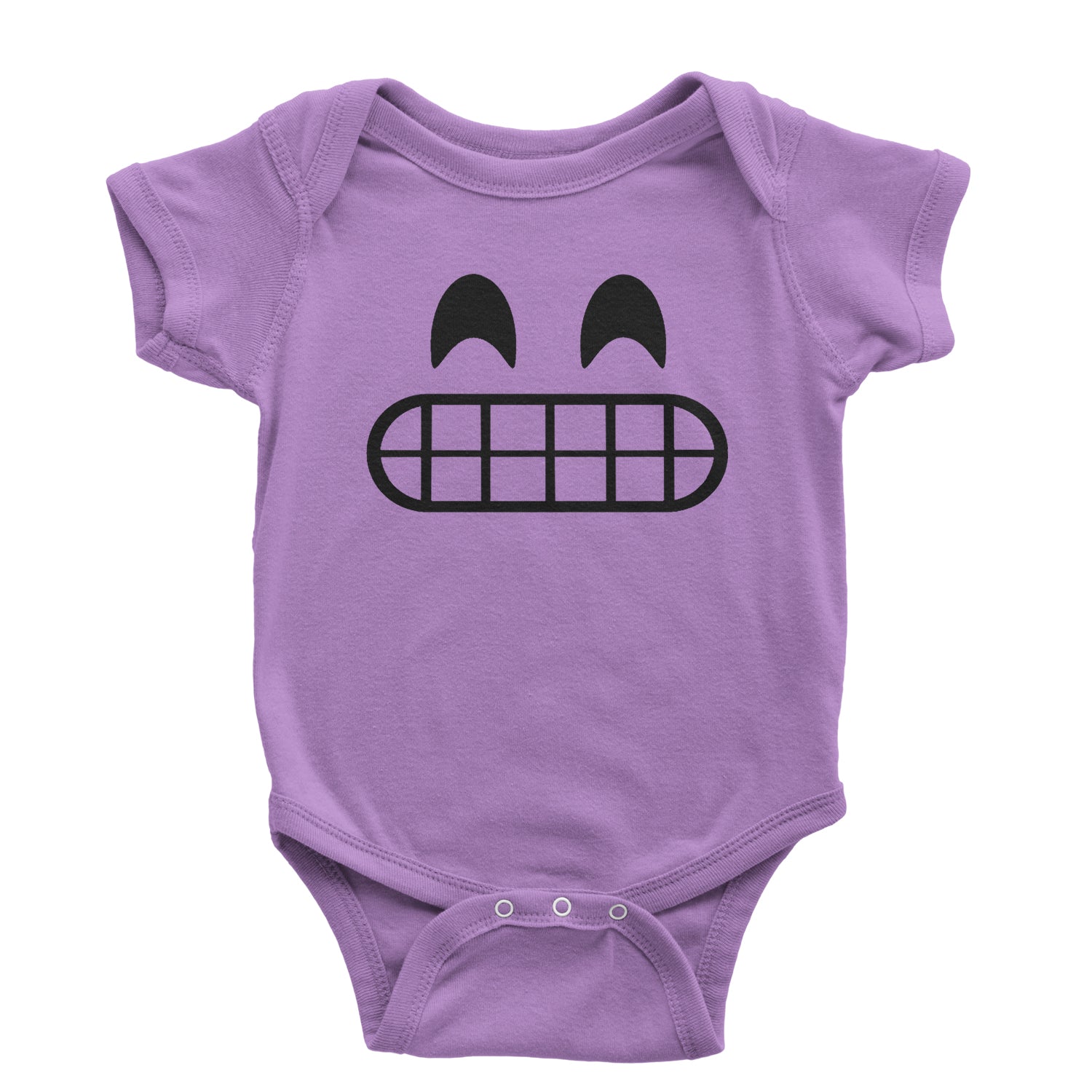 Emoticon Grinning Smile Face Infant One-Piece Romper Bodysuit cosplay, costume, dress, emoji, emote, face, halloween, smiley, up, yellow by Expression Tees