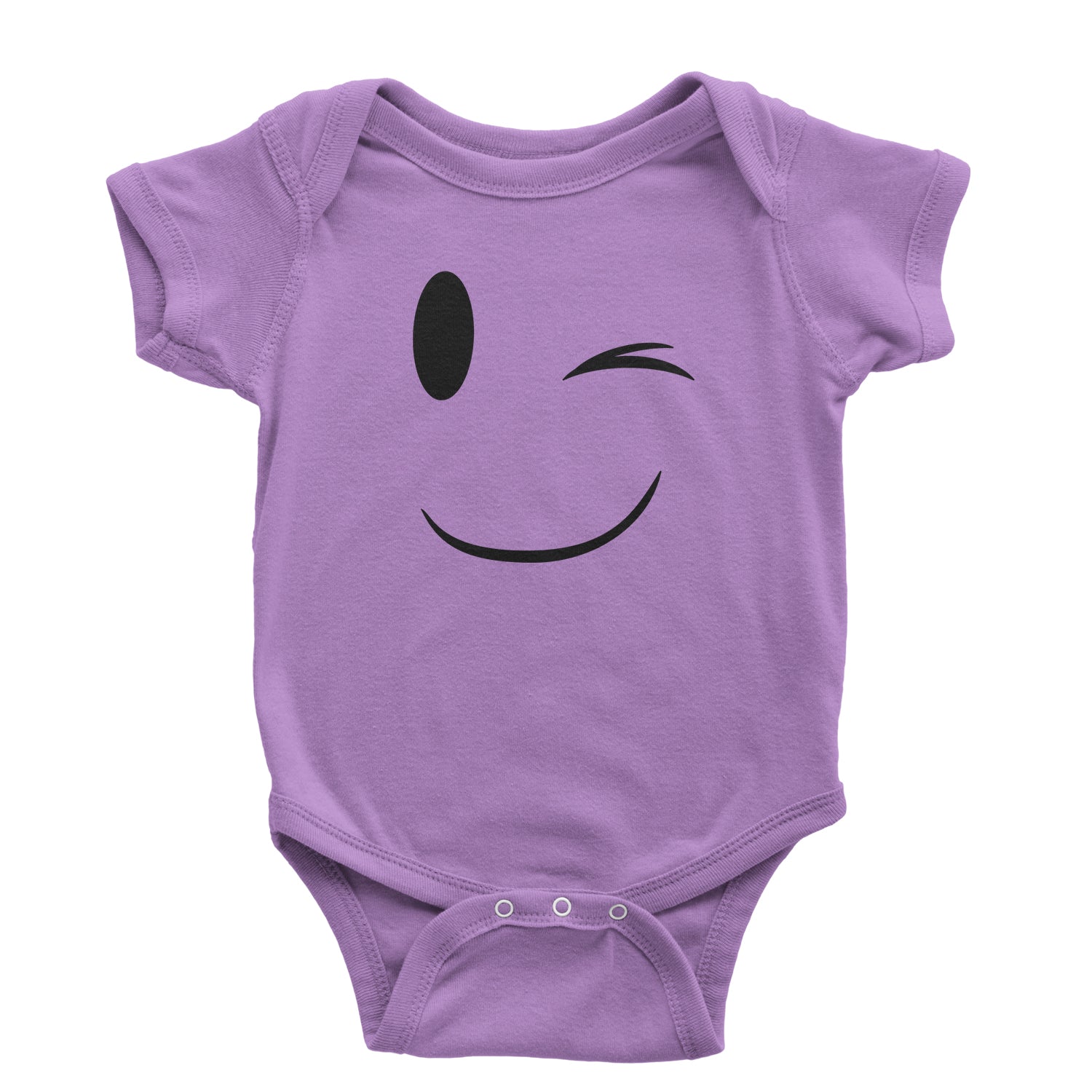 Emoticon Winking Smile Face Infant One-Piece Romper Bodysuit cosplay, costume, dress, emoji, emote, face, halloween, smiley, up, yellow by Expression Tees