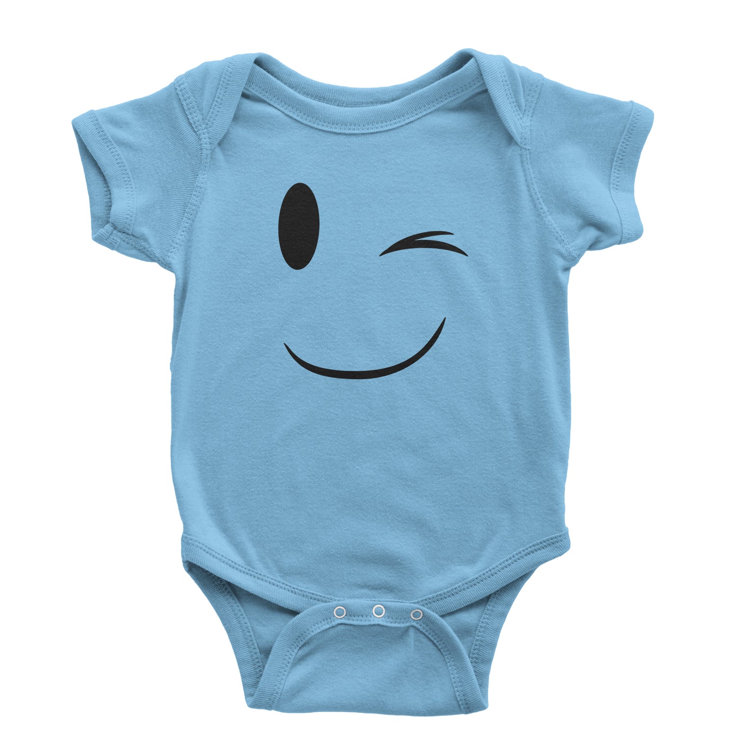 Emoticon Winking Smile Face Infant One-Piece Romper Bodysuit cosplay, costume, dress, emoji, emote, face, halloween, smiley, up, yellow by Expression Tees